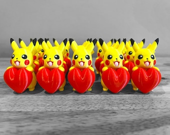 3d Printed Valentine’s Day Heart Pikachu, For her, For him, For gift, For Valentine's Day, Personalized Gift