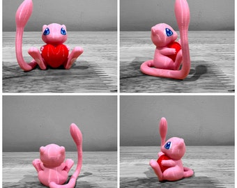 3d Printed Valentine’s Day Heart Mew, For her, For him, For gift, For Valentine's Day, Personalized Gift, Wedding, Cake Topper