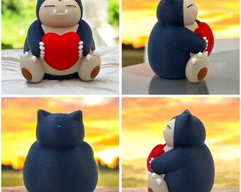 3d Printed Valentine’s Day Snorlax Pokemon, For her, For him, For gift, For Valentine's Day, Personalized Gift, Wedding, Cake Topper