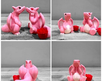 3d Printed Valentine’s Day Rose Charizard, For her, For him, For gift, For Valentine's Day, Personalized Gift, Wedding, Cake Topper