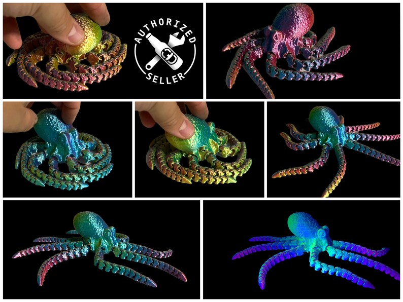 3D Printed Articulating Octopus Aquarium Decor Tank Decor Etsy