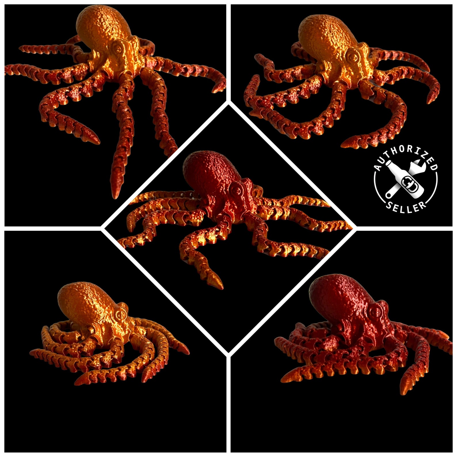 3D Printed Articulating Octopus Aquarium Decor Tank Decor Etsy