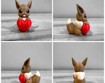 3d Printed Valentine’s Day Heart Eevee, For her, For him, For gift, For Valentine's Day, Personalized Gift, Wedding, Cake Topper