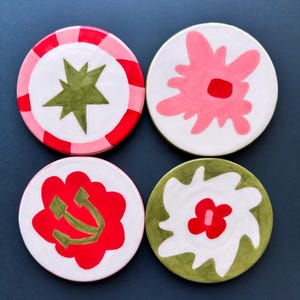 Colorful Ceramic Coaster Set | Handmade Modern Drink Coasters | Minimalist Stoneware Decor | Unique Housewarming Gift | Modern Minimal Decor