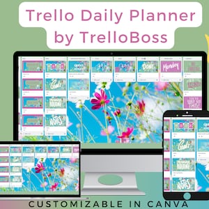 Trello Daily Planner | Digital Productivity Board for Entrepreneurs, Moms & Pros | Customizable Canva Covers | TrelloBoss System
