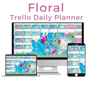 Trello Daily Planner: Customizable Organization Board (Canva) Floral Planner