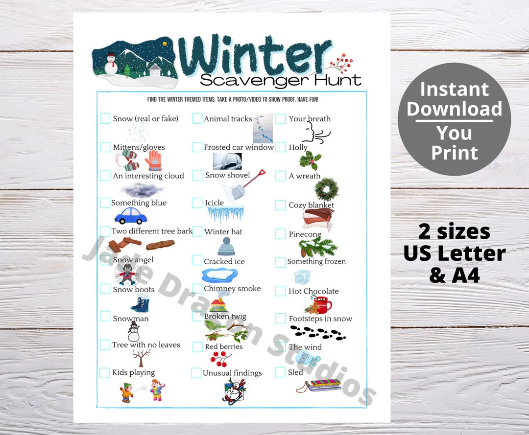 Winter Scavenger Hunt 14 | Printable Outdoor Scavenger Hunt | Scavenger ...