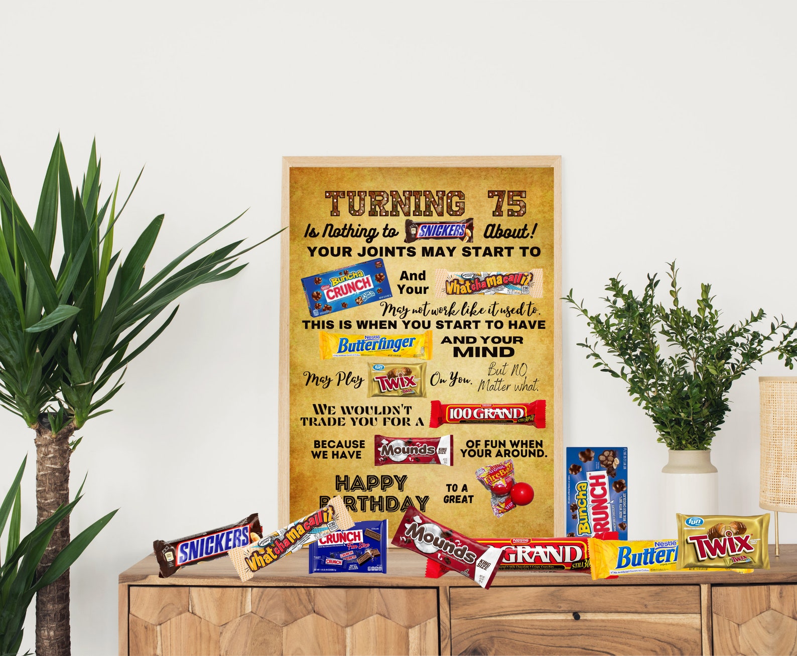 Turning 75 PRINTABLE Candy Poster 75th Birthday Candy Sign Etsy