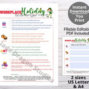 Workplace Holiday Scavenger Hunt, Printable Holiday Games for Work, Office Christmas Party Games, Workplace Holiday Games Teambuilding Games