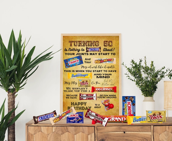 Turning 60 PRINTABLE Candy Poster | 60th Birthday Candy Sign