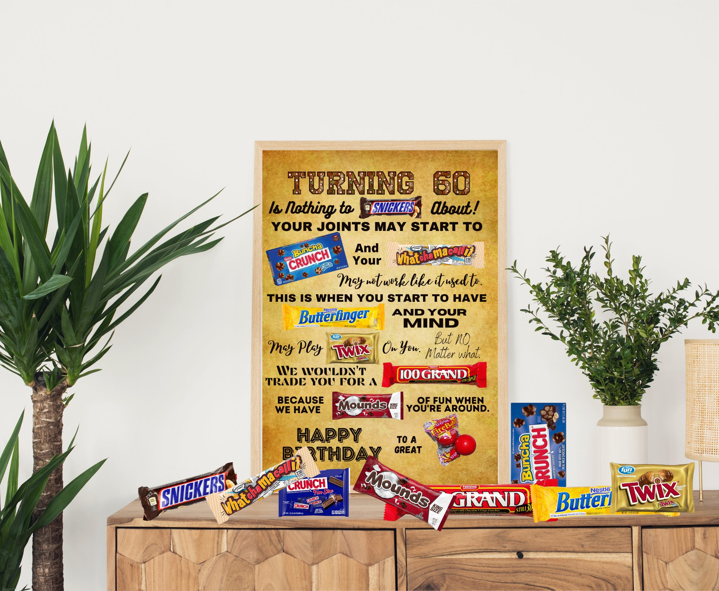 Turning 60 PRINTABLE Candy Poster | 60th Birthday Candy Sign