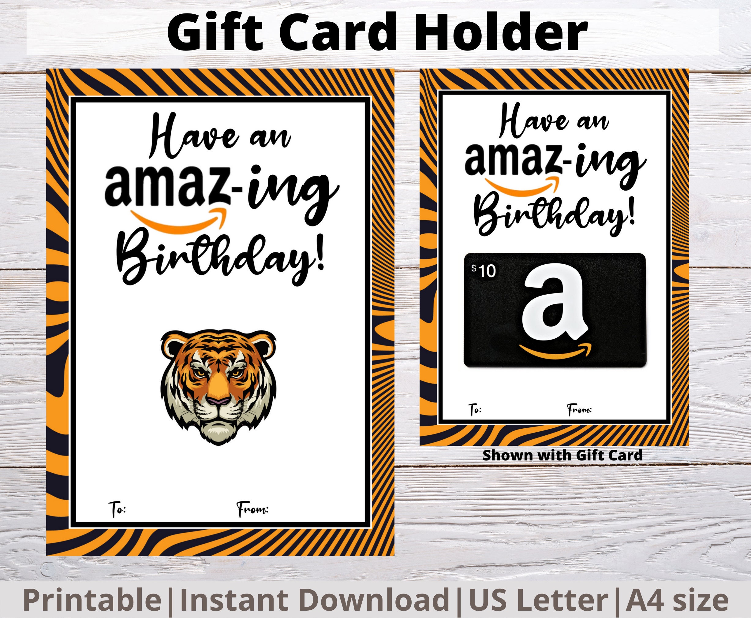 Printable Amazing Tiger Gift Card Holder Happy Birthday Gift Etsy Ireland