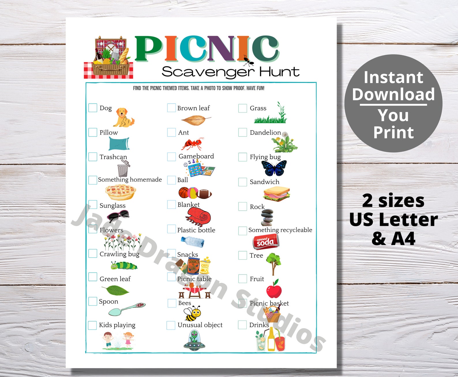 Picnic Scavenger Hunt 8 Printable Outdoor Scavenger Family Reunions