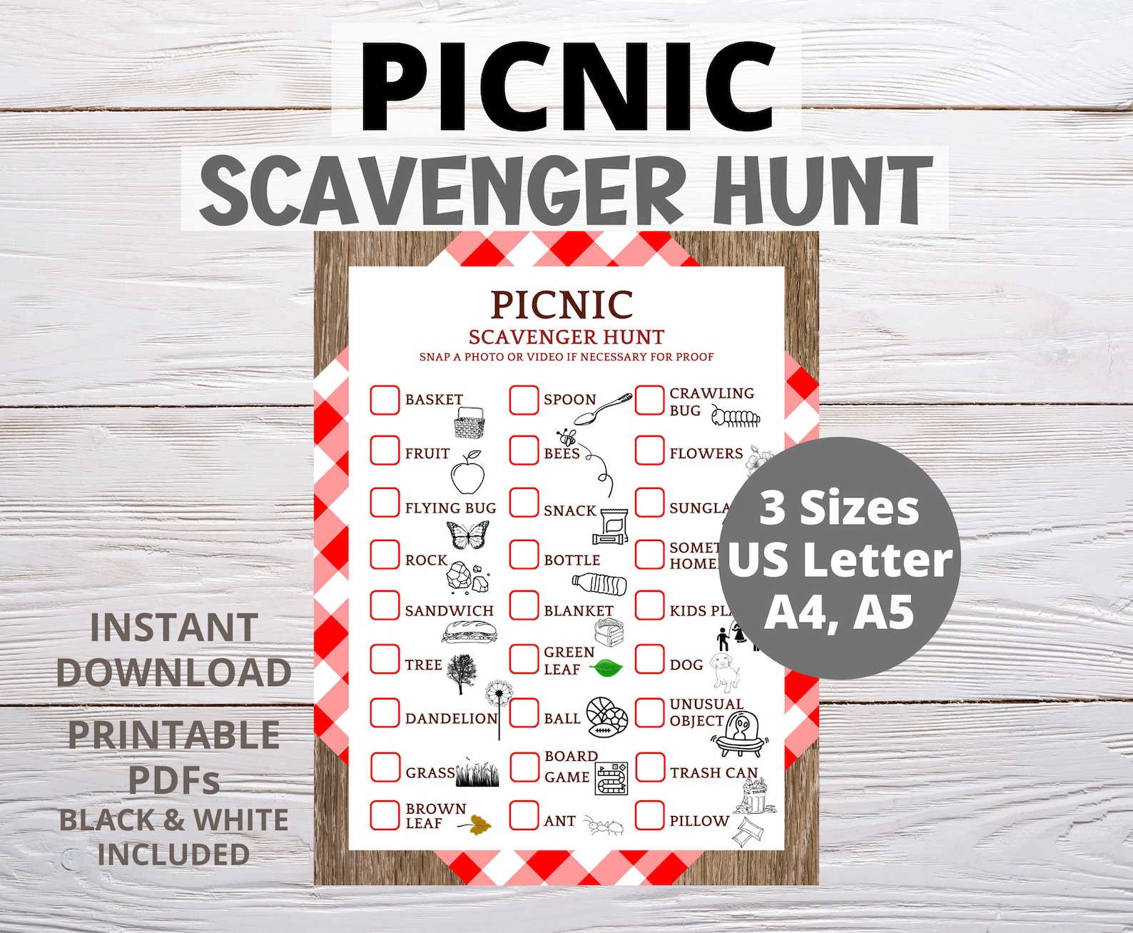 Picnic Scavenger Hunt Printable Outdoor Scavenger Hunt Camping Hiking