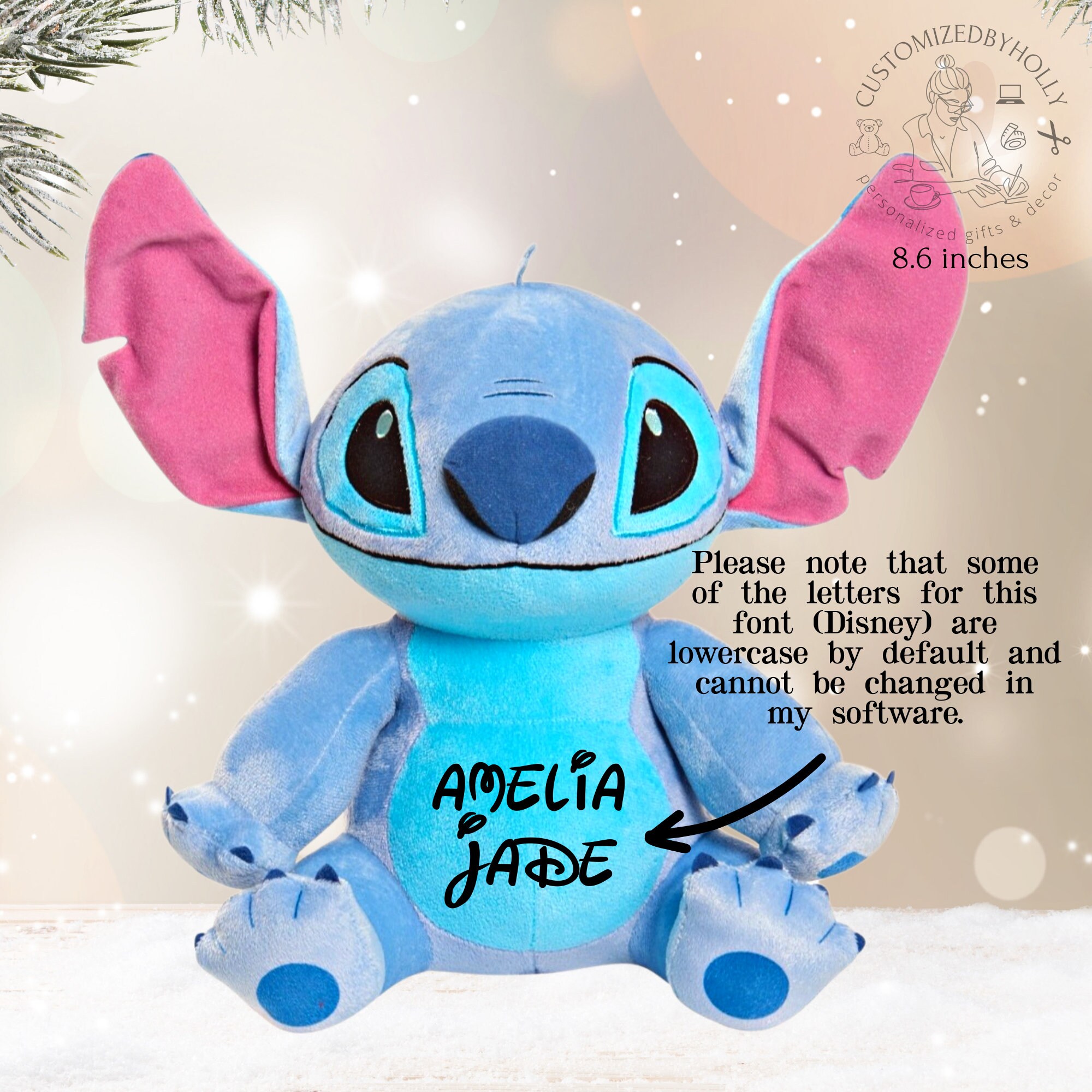 Disney Stitch Holiday with Candy Cane Plush 7.8 inch