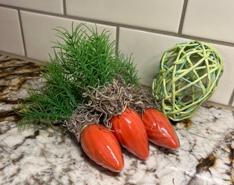 Light Bulb Carrot | Easter Decor | Bunny Food | Glass Carrot | Tiered Tray Decor| Spring Decor | Upcycled Bulb Carrot | Set of Three