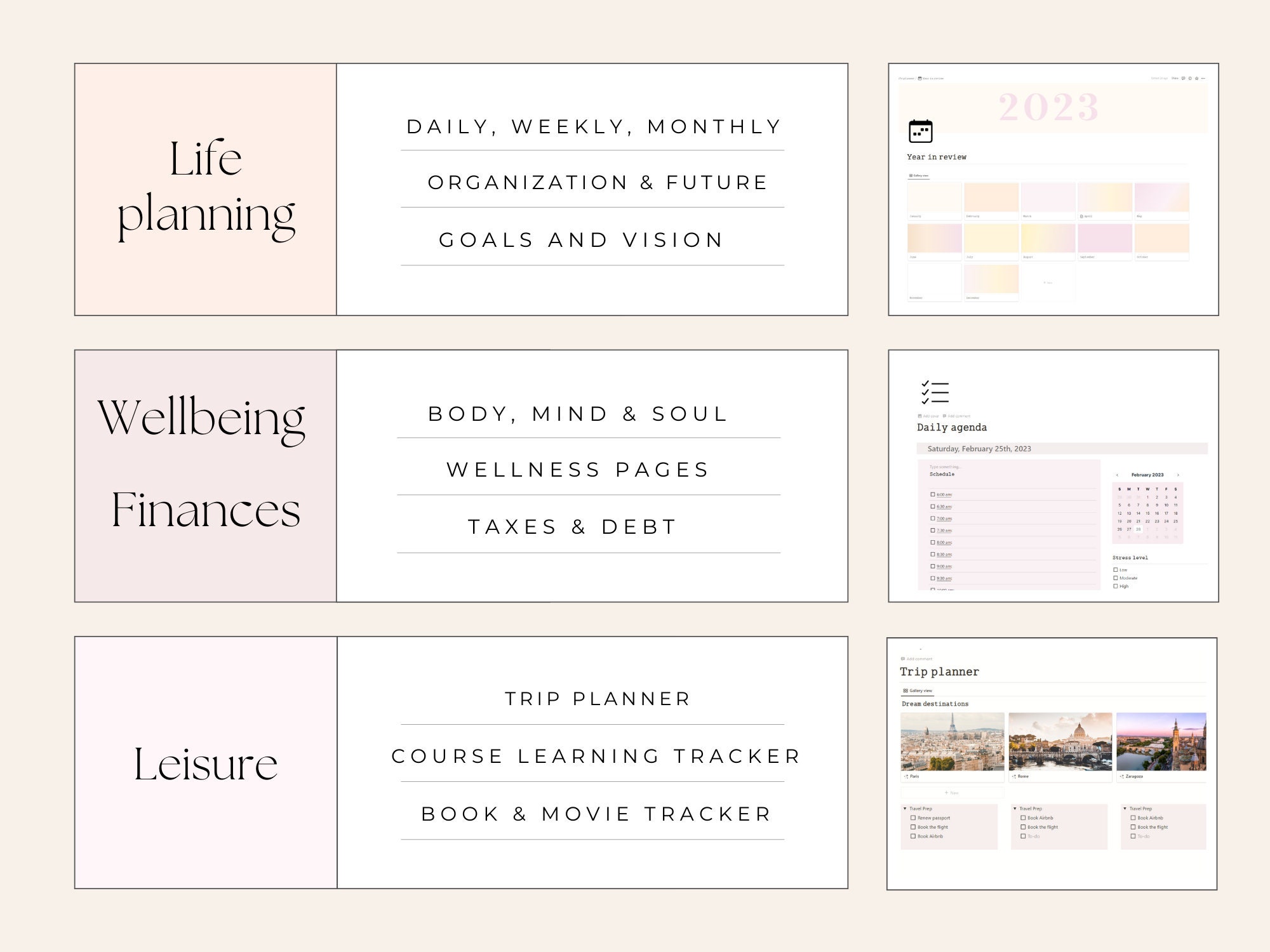 Notion Template Life Planner Aesthetic Notion Dashboard - Etsy