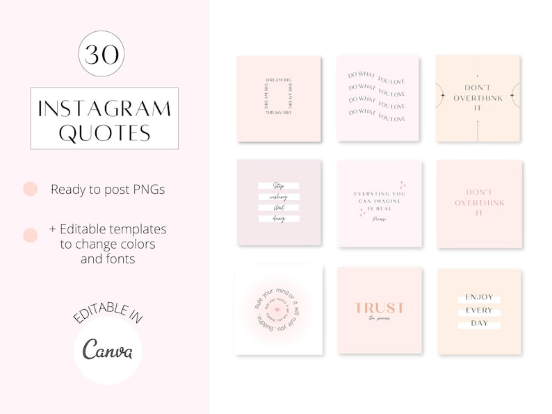 30 Instagram Quotes Templates for Canva Quotes About Life - Etsy