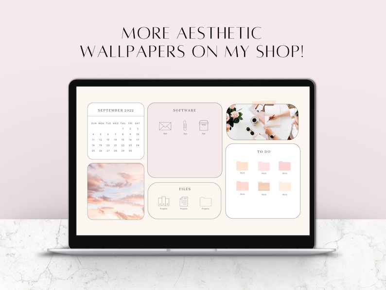 Aesthetic Desktop Organizer Wallpaper Neutral Desktop Folder Icons