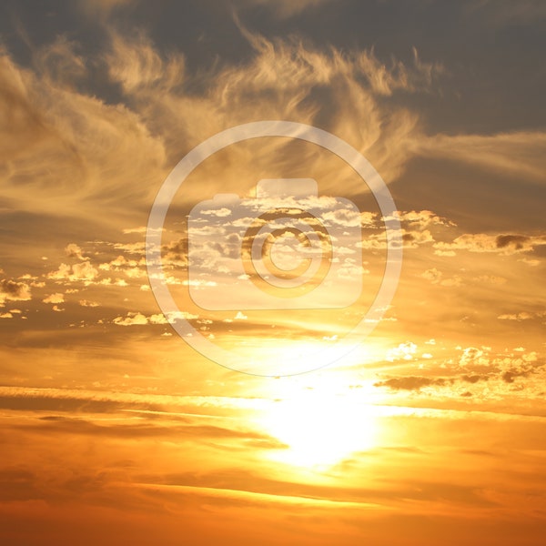 Sun & Cloud Beach Sunset Gulf of Mexico Sand, Waves, Partly Cloudy, Amazing Cloud Reflections Instant High Resolution Digital Download