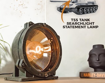 Faro da ricerca per carri armati della Guerra Fredda, luce militare T55 – Illuminazione industriale di grande impatto – Faro militare vintage – Decorazione militare riciclata
