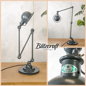 Classic 1960s French Jieldé 3 Arm Loft Workshop Lamp - Renovated Gray Jielde by Jean-Louis Domecq - Upcycled articulated designer desklamp