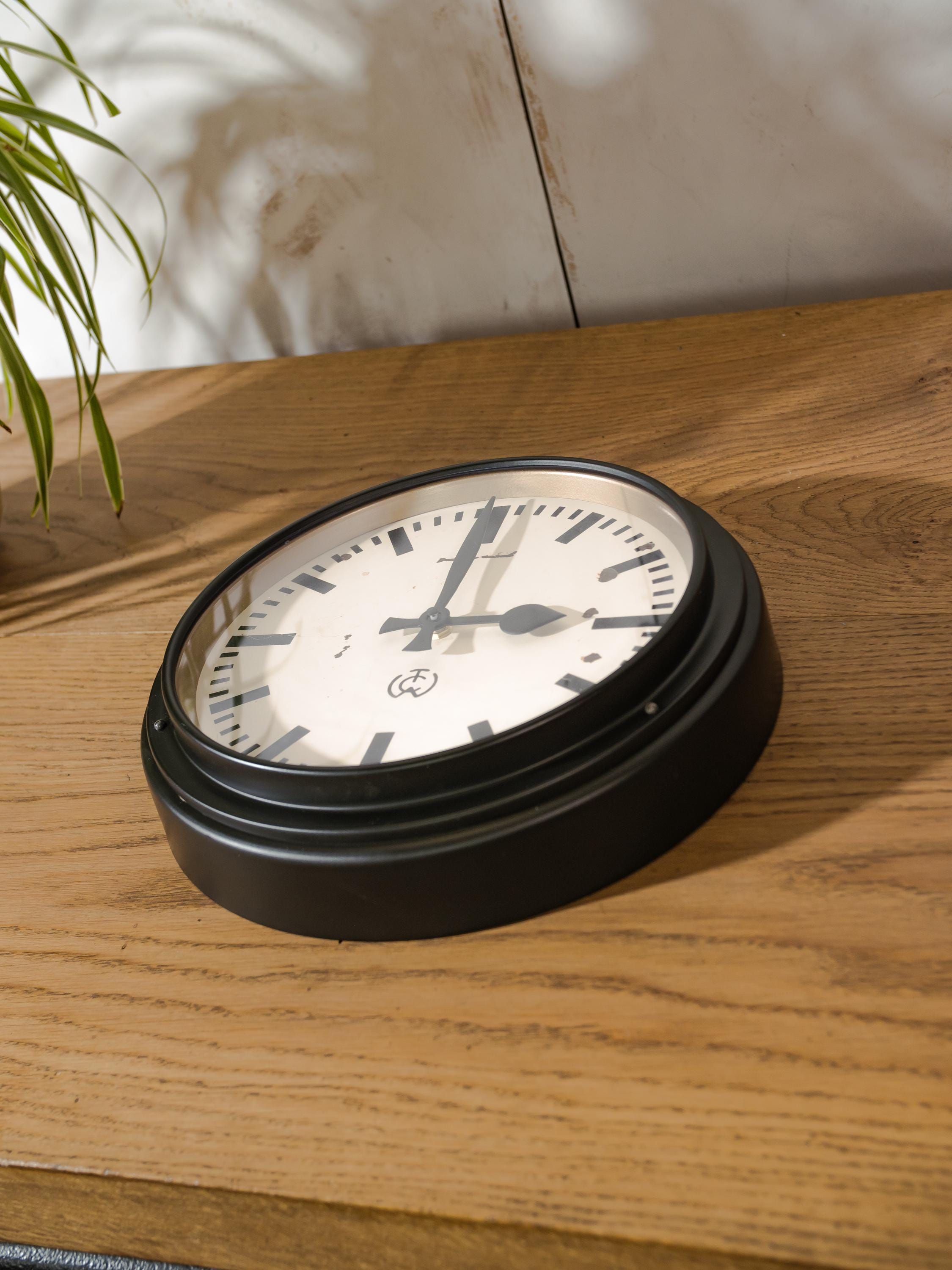 1950s Black Industrial Factory Wall Clock by CTW Carl Theodor Wagner ...