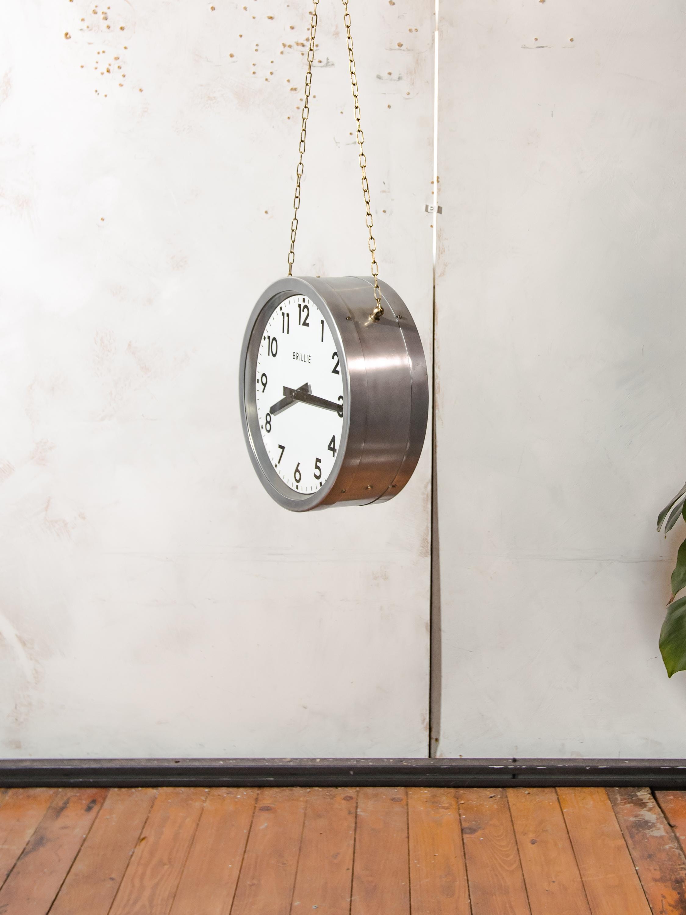 Vintage Brillié Double Sided French Station Clock, 32cm Industrial