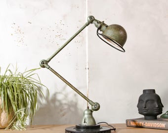 Vespa Green 1950s Jielde 1 Arm Desk Lamp, Vintage Workshop Light