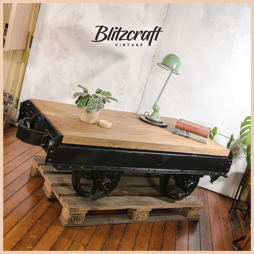 Antique Mining Cart Coffee Table by Decauville, 1920s French