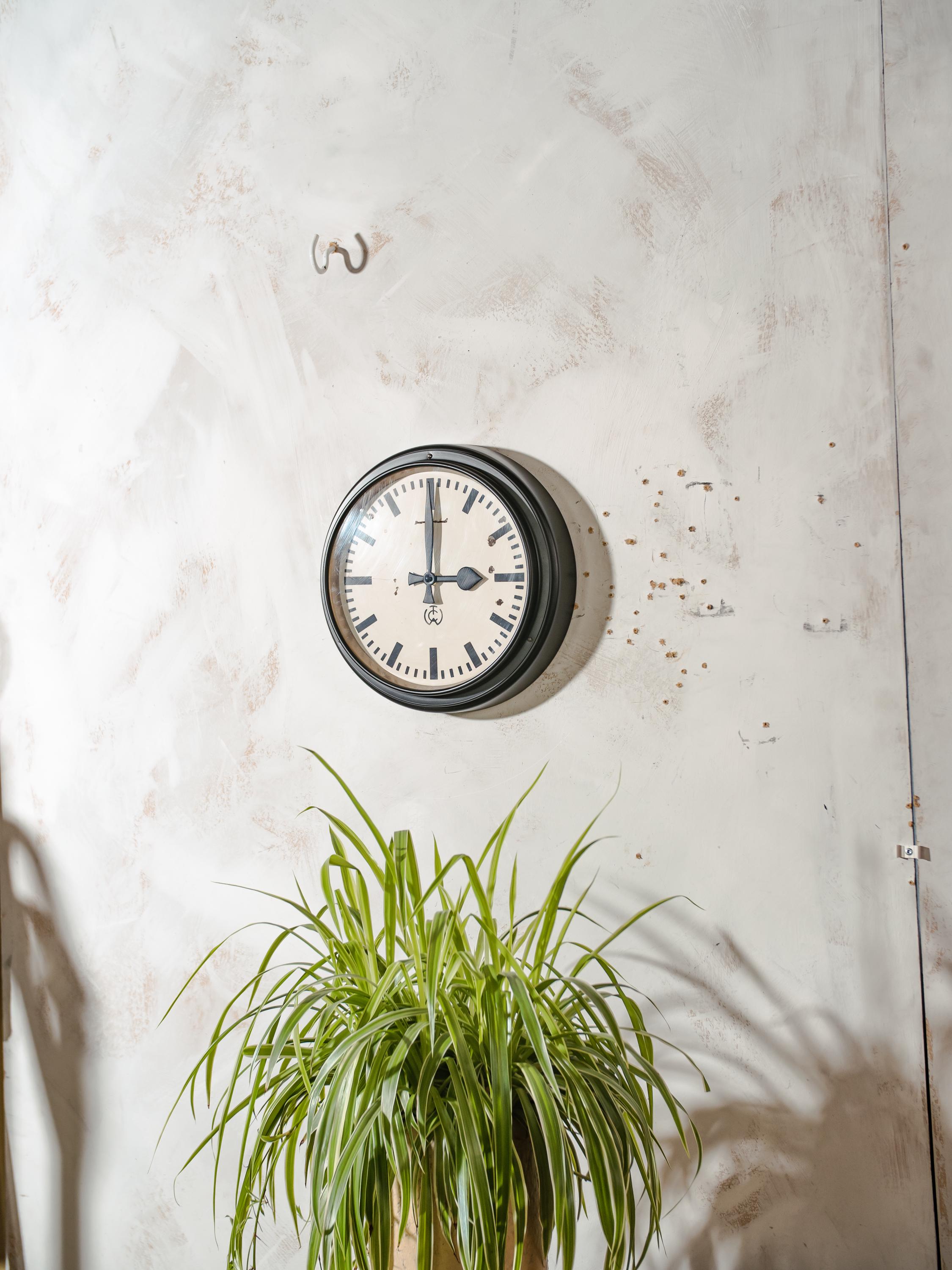 1950s Black Industrial Factory Wall Clock by CTW Carl Theodor Wagner ...