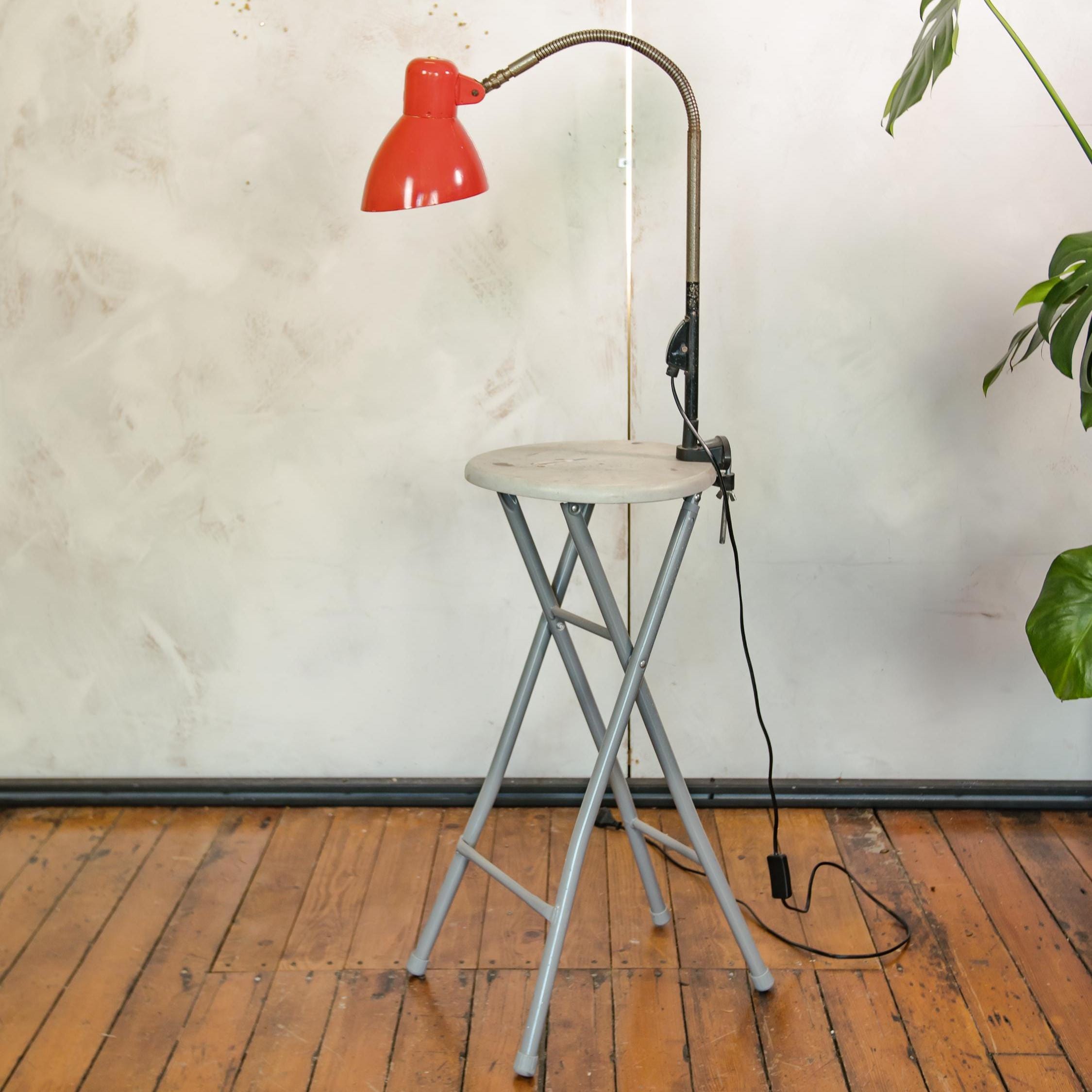 Vintage 1960s SIS Clamp Desk Lamp, Red Gooseneck Light, Germany
