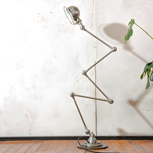 Vintage French Jieldé 5 Arm Floor Lamp, Industrial Loft Lighting, Iconic Adjustable Workshop Lamp, Mid-Century Design, Restored and Polished