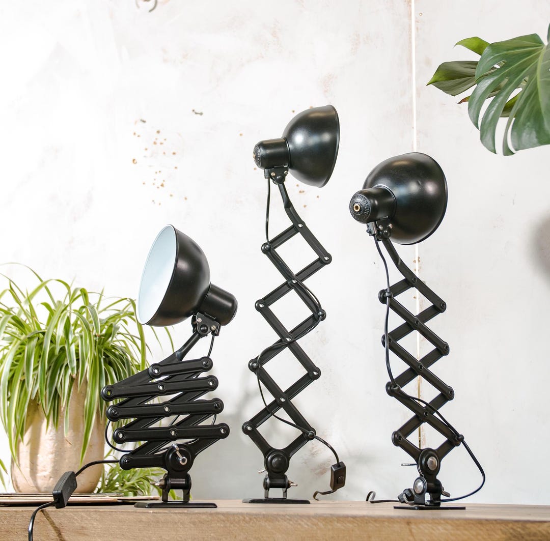 1930s Kaiser Idell 6718 Scissor Lamp, Satin Black Restored Bauhaus