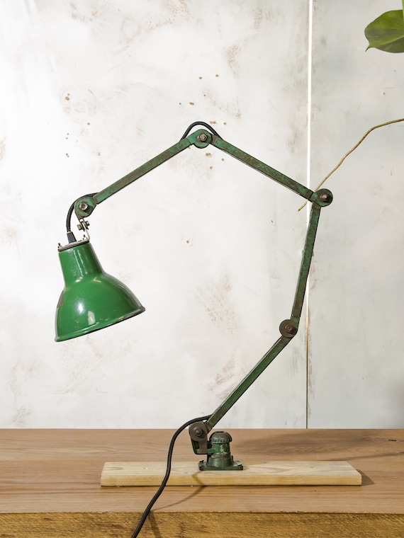 Vintage Industrial EDL Work Lamp, 1950s Green Machinist Desk Light