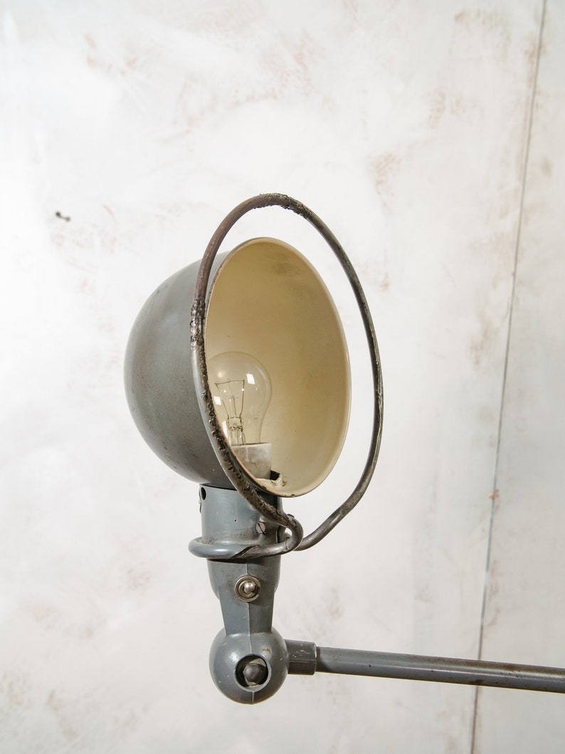 French Jieldé 2 Arm 1960s Loft Lamp Classy Jielde with great Patina Rustic Grey Workshop Light image 10