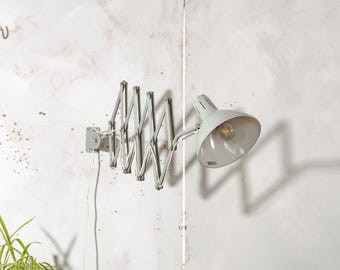 Vintage 1960s gray Hala Zeist Scissor Lamp, Model 110, Accordion Sconce