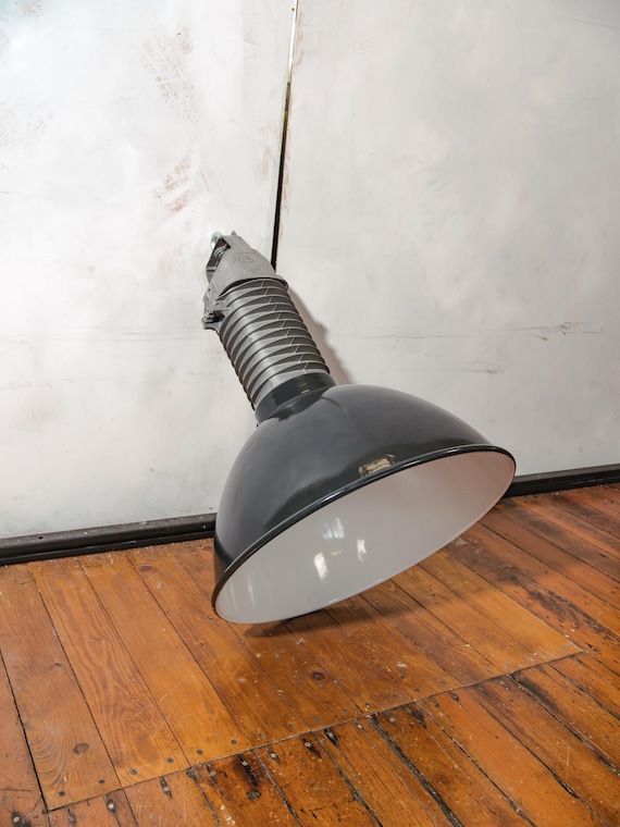Vintage Philips HDK Series Industrial Pendant Light, Black Enamel