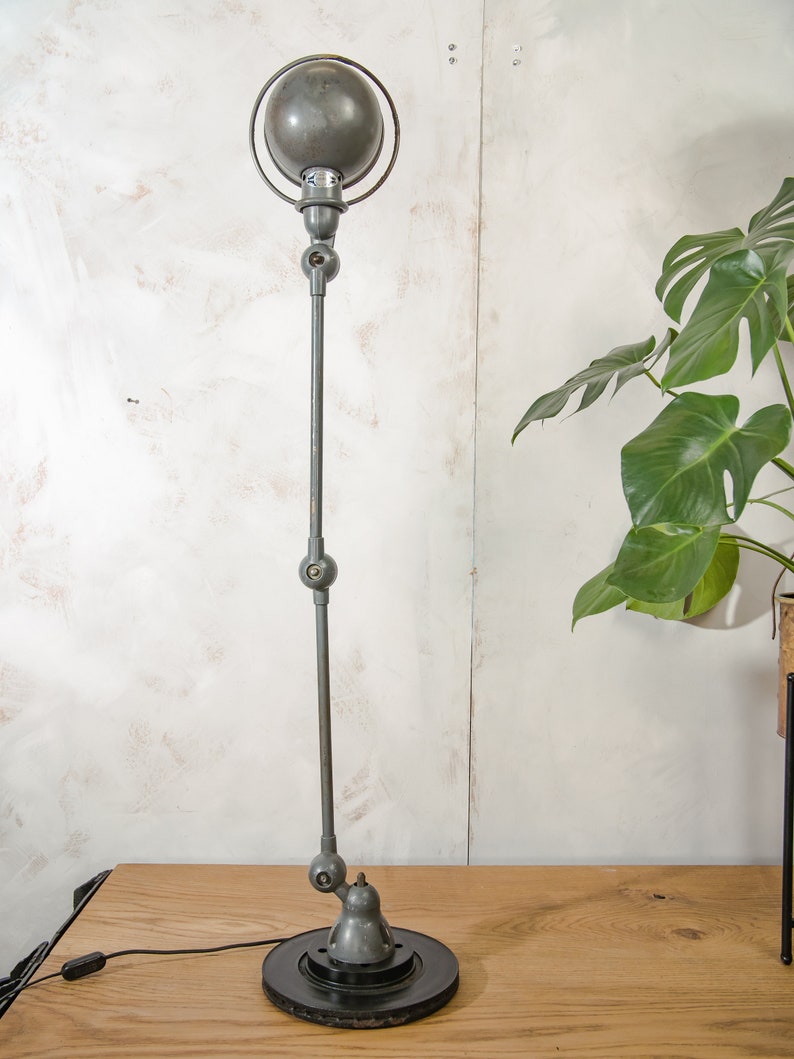 French Jieldé 2 Arm 1960s Loft Lamp Classy Jielde with great Patina Rustic Grey Workshop Light image 5