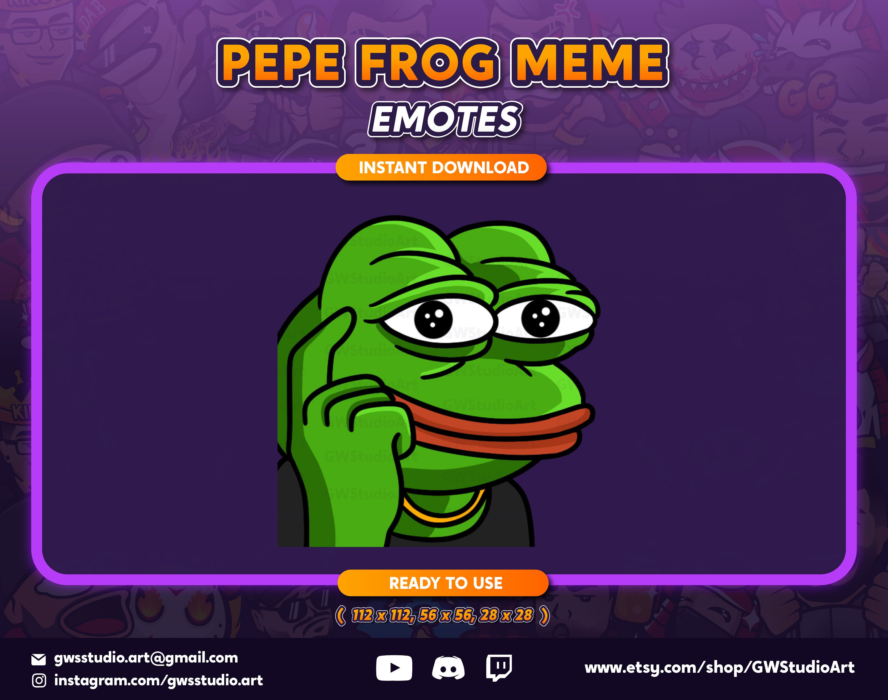 Pepe Smart Meme Emote Twitch Discord Youtube und Etsy