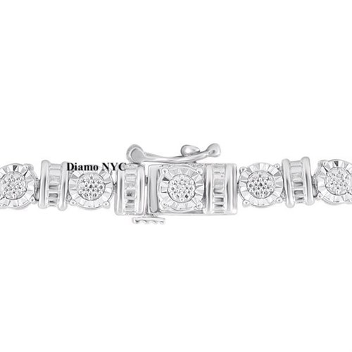 1/4ctw Natural Diamond Sterling Silver Tennis Bracelet for Women (J-K color| I3 2024 clarity) With Secure Clasp & Gift Box Included Fine Jewelry