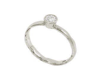 Tavy - 0.25ct diamond solitaire with 9ct recycled white gold molten band, ethical engagement ring, sustainable jewellery