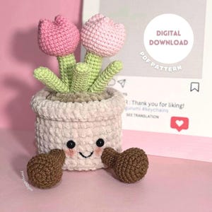 Blumentopf Häkelanleitung, Jellycat inspirierte Häkelarbeit, Tulip Häkelanleitung, Frühling Häkelanleitung, süße Blumen Jellycat, NUR MUSTER