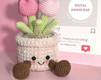 Flowerpot Crochet Pattern, Jellycat Inspired Crochet, Tulip Crochet Pattern, Spring Crochet, Cute Flower Jellycat, in English, PATTERN ONLY