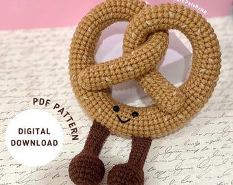 Pretzel Crochet Pattern, JellyCat Inspired Crochet Pattern, Crochet Amusable Pretzel Plushie, Amigurumi Pretzel PDF Pattern,  PATTERN ONLY