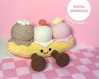 Banana Split Crochet Pattern, Jellycat Inspired Crochet Pattern