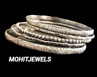 Sterling Silver Bangles, 5 Design Bangles, Stackable Bangles, 925 Silver Bangle for Her/him, Handmade Bangles for Gift on Christmas ********