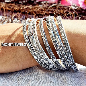 Beautiful Silver Bangle Set! Handmade 925 Sterling Silver Bangle set! 7 day Bangle! Simple Set Bangle! 7 Set Off Bangles! Stacking Bangles!