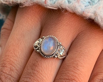 Natural Moonstone, Gemstone Ring, Stackable Ring, Handmade Ring, Dainty Ring, Women Ring, Moonstone Ring, Sterling Silver Ring, Gift For Her