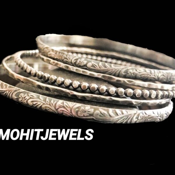 Sterling Silver Bangles, 5 Design Bangles, Stackable Bangles, 925 Silver Bangle for Her/him, Handmade Bangles for Gift on Christmas ********